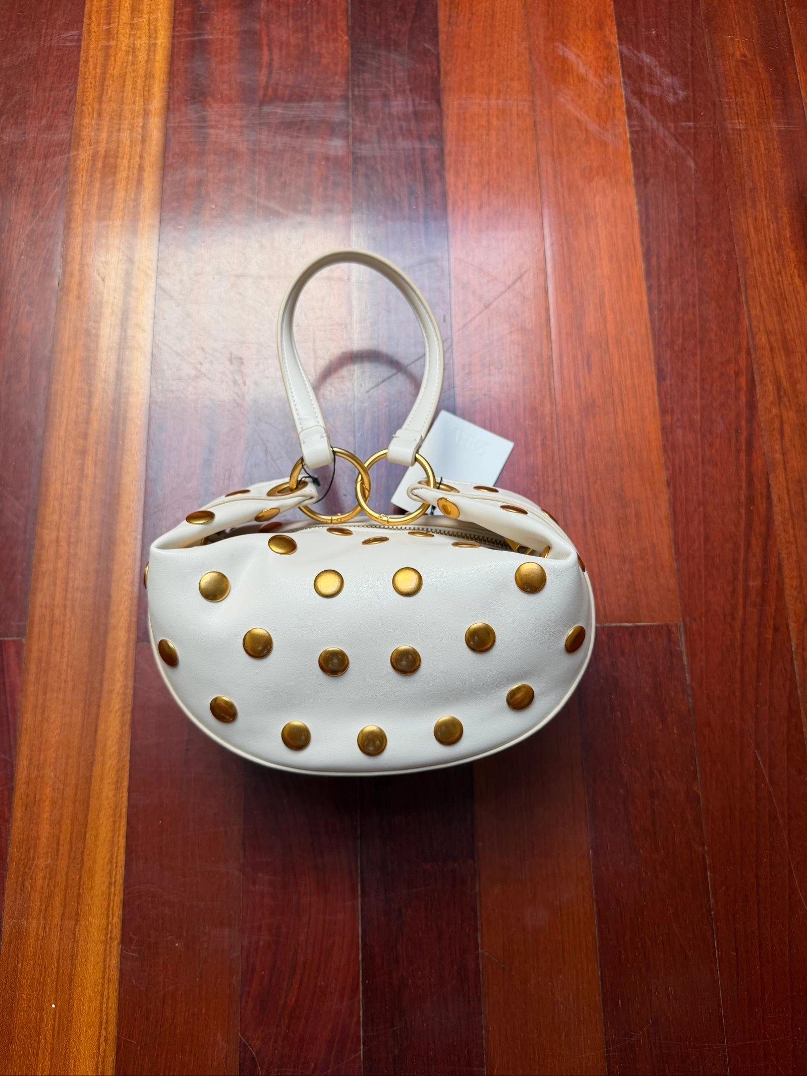 Witte tas met gouden noppen van Zara – photo 2
